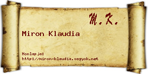 Miron Klaudia névjegykártya